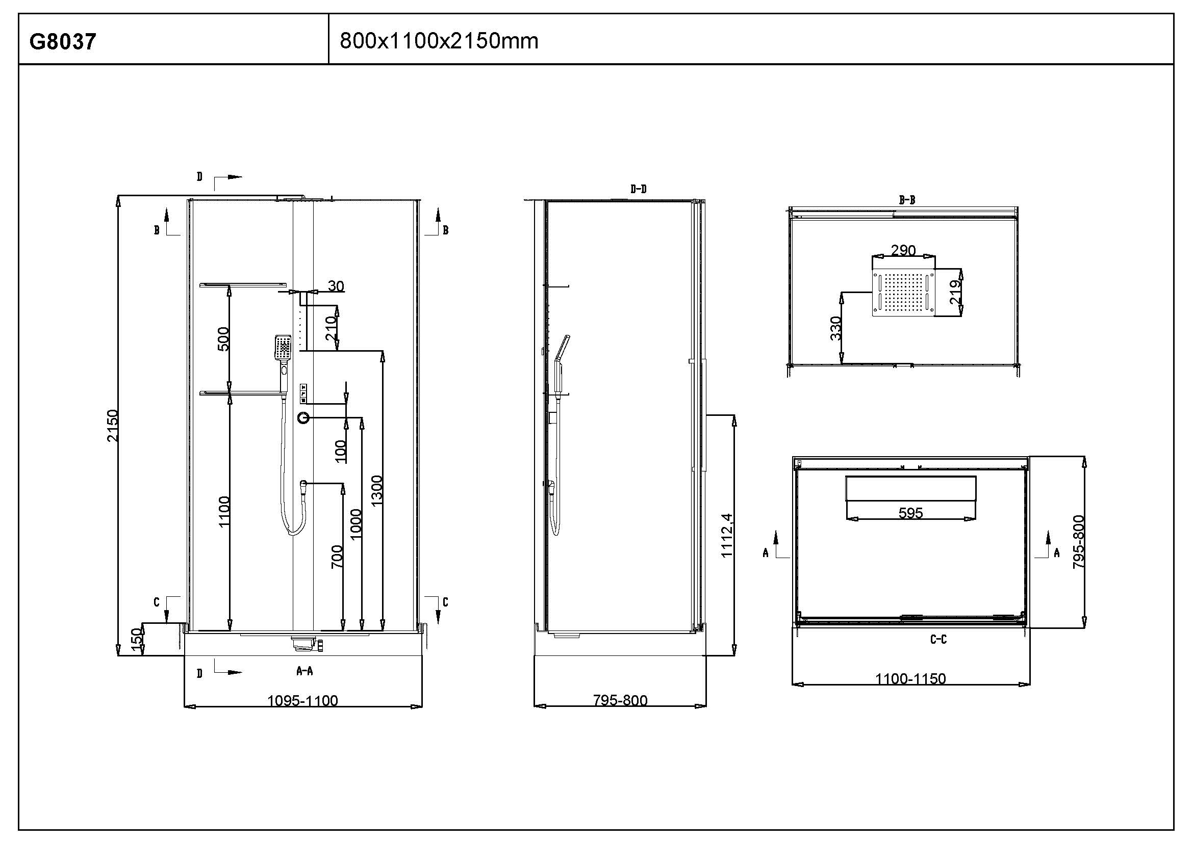 Душевая кабина Black & White G8037