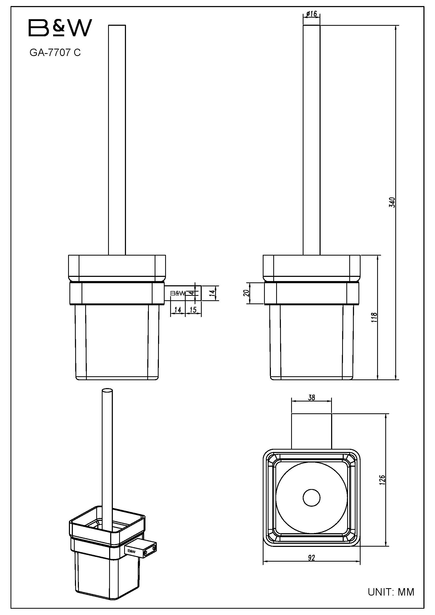 Комплект аксессуаров для ванной комнаты Black & White GA-7720C